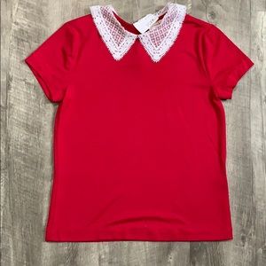 Pink Lace Collar Shirt